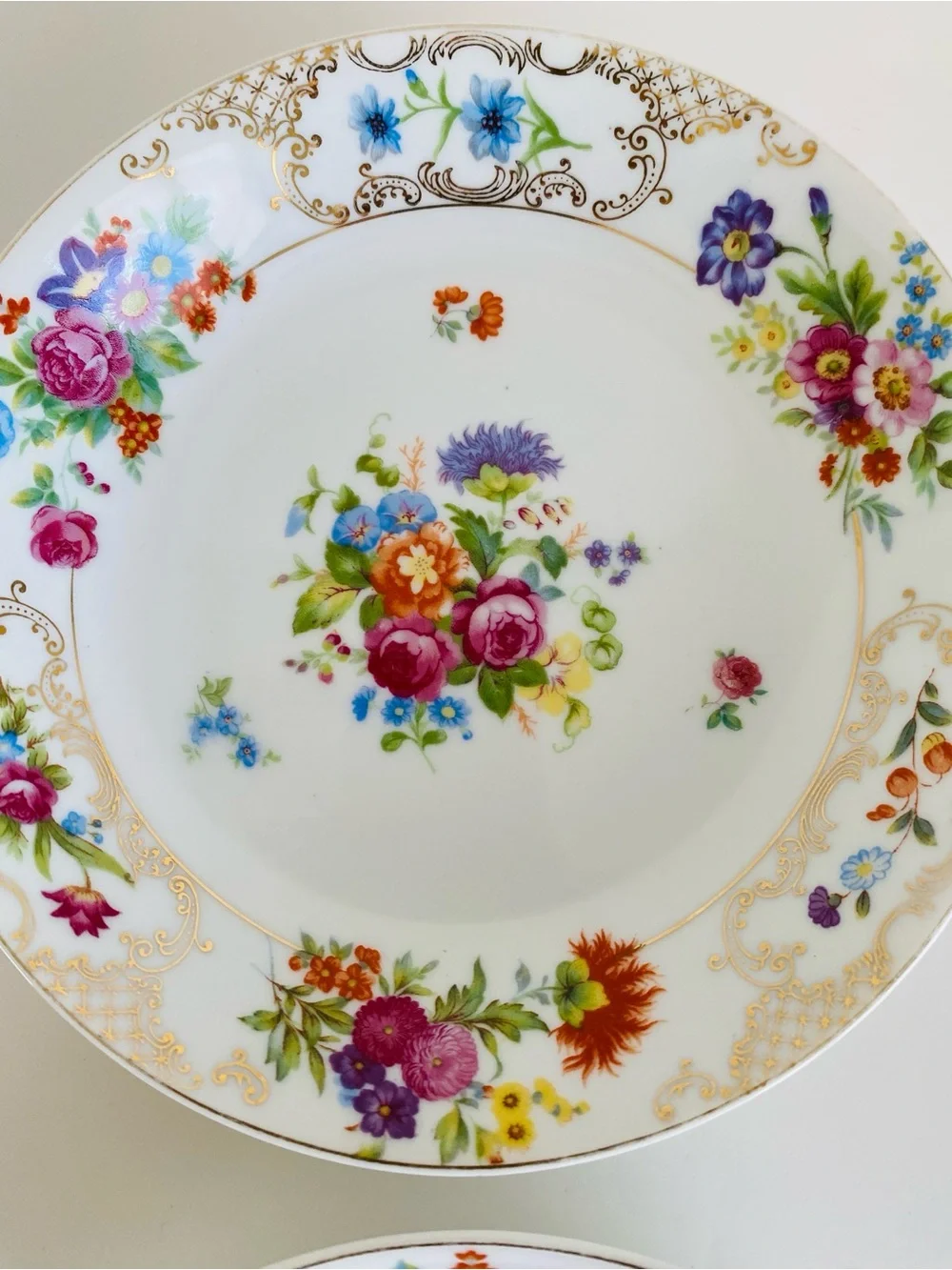 Kongo Japan Floral Bowl Set 4 Hand Painted Porcelain Romance Gold Trim Vintage